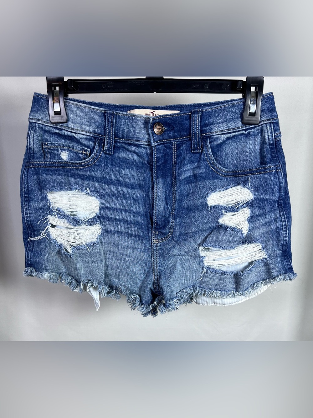 Hollister Women’s Ripped High Rise Short-Short Jean Shorts